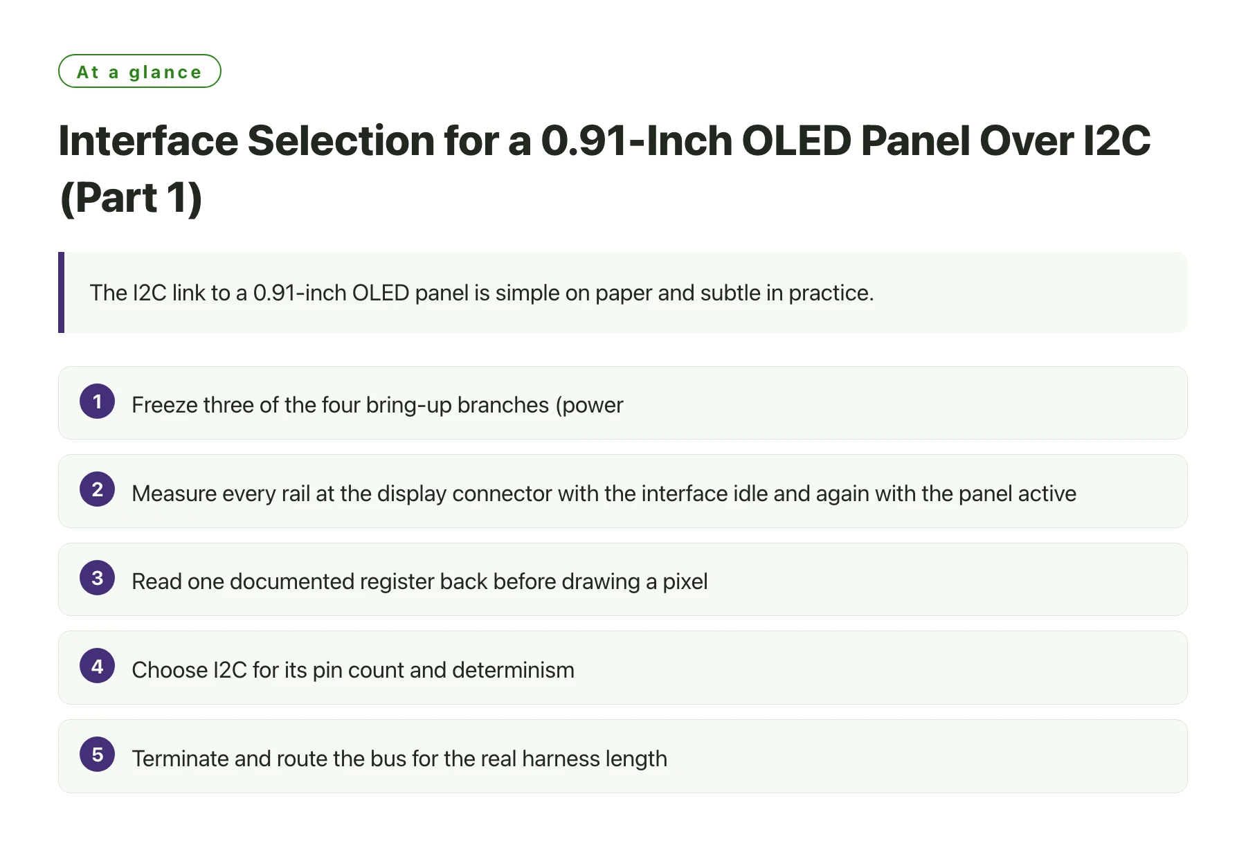 Interface Selection for a 0.91-Inch OLED Panel Over I2C (Part 1)——全文要点速览